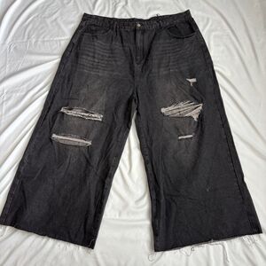 Cider Black Distressed Wide Leg Jeans - Size 4XL - NWT